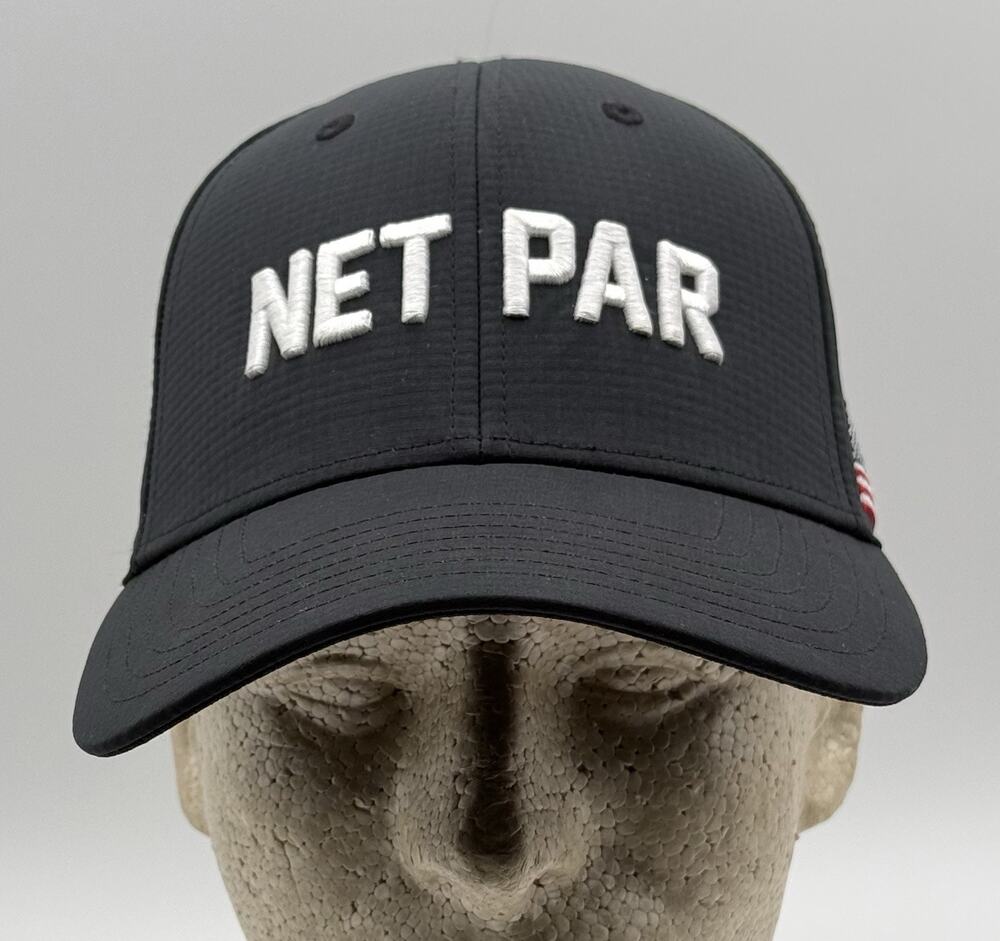 Net Par Golf Men's Adjustable Strap Black Embroidered Cap/Hat - New No Tags